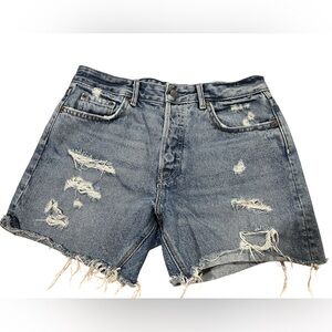GRLFRND Jourdan High Rise Distressed Denim Shorts Size 26 Button Fly